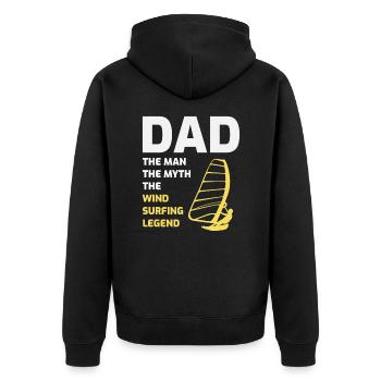 Windsurfer Dad Windsurfing Vatertagsgeschenk - Unisex Premium Bio Zip Hoodie - Schwarz - Hinten - Nico (187cm)