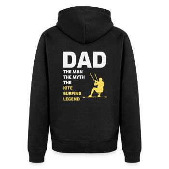 Kitesurfing Dad Kite Kiteboard Vatertagsgeschenk - Unisex Premium Bio Zip Hoodie - Schwarz - Hinten - Nico (187cm)