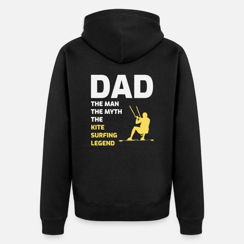 Kitesurfing Dad Kite Kiteboard Vatertagsgeschenk - Unisex Premium Bio Zip Hoodie - Schwarz