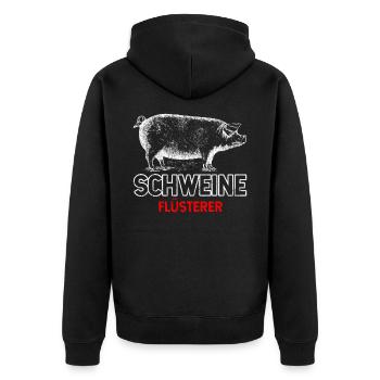Schweineflüsterer Viehzucht - Unisex Premium Bio Zip Hoodie - Schwarz - Hinten - Nico (187cm)