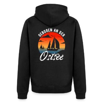 Ostsee Heimat Ostsee Spruch - Unisex Premium Bio Zip Hoodie - Schwarz - Hinten - Nico (187cm)
