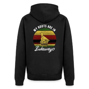 Bulawayo - Unisex Premium Organic Zip Hoodie - black - Back - Nico (187cm)