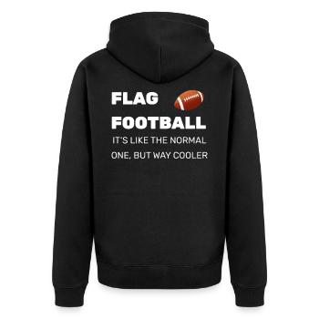 Flag Football Geschenk - Unisex Premium Bio Zip Hoodie - Schwarz - Hinten - Nico (187cm)