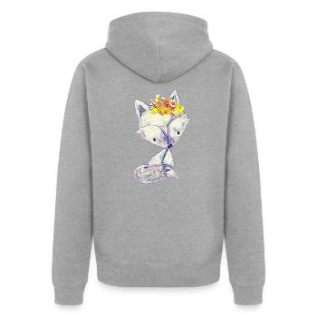Fox - Unisex Premium Organic Zip Hoodie - heather grey - Back - Nico (187cm)