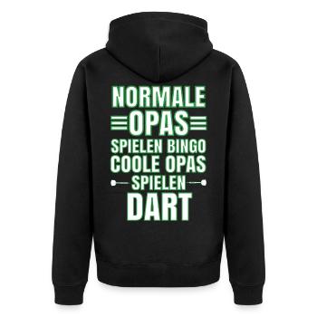 Bock auf Dart? Geschenkidee Design - Unisex Premium Bio Zip Hoodie - Schwarz - Hinten - Nico (187cm)