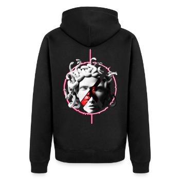 medusa - Unisex Premium Bio Zip Hoodie - Schwarz - Hinten - Nico (187cm)