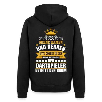 Bock auf Dart? Geschenkidee Design - Unisex Premium Bio Zip Hoodie - Schwarz - Hinten - Nico (187cm)