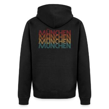 München - Unisex Premium Bio Zip Hoodie - Schwarz - Hinten - Nico (187cm)