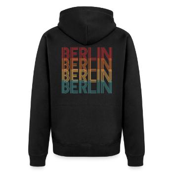 Berlin - Unisex Premium Bio Zip Hoodie - Schwarz - Hinten - Nico (187cm)