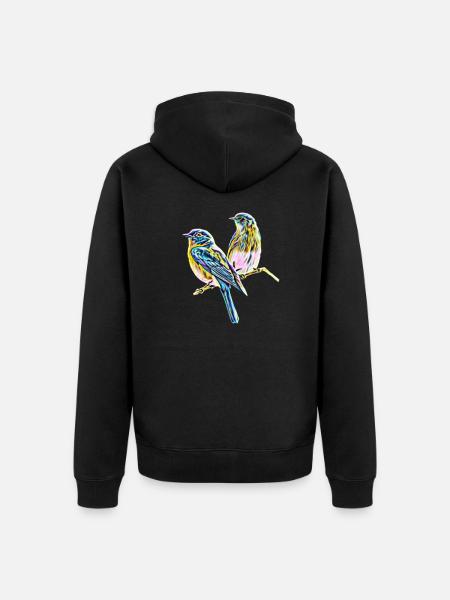 Birds - Unisex Premium Organic Zip Hoodie - black