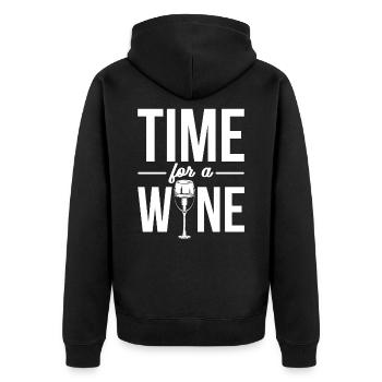 Wine drinker time for wine saying - Unisex Premium Organic Zip Hoodie - black - Back - Nico (187cm)