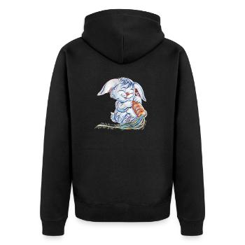 Hare - Unisex Premium Organic Zip Hoodie - black - Back - Nico (187cm)