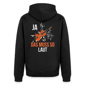 Geige Geiger Geschenk - Unisex Premium Bio Zip Hoodie - Schwarz - Hinten - Nico (187cm)
