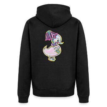 duck - Unisex Premium Organic Zip Hoodie - black - Back - Nico (187cm)