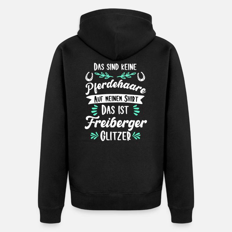 Freiberger Glitzer Pferd Spruch Geschenk - Unisex Premium Bio Zip Hoodie - Schwarz