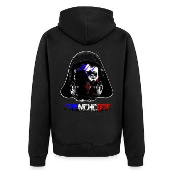 french fried - Unisex Premium Bio Zip Hoodie - Schwarz - Hinten - Nico (187cm)