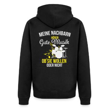 Schlagzeuger Schlagzeug Drummer Geschenk - Unisex Premium Bio Zip Hoodie - Schwarz - Hinten - Nico (187cm)