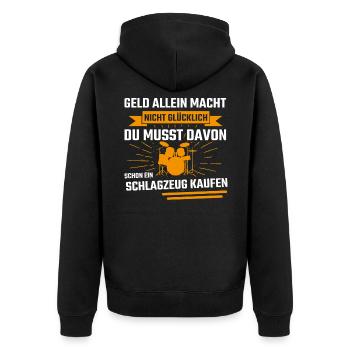 Schlagzeuger Schlagzeug Drummer Geschenk - Unisex Premium Bio Zip Hoodie - Schwarz - Hinten - Nico (187cm)