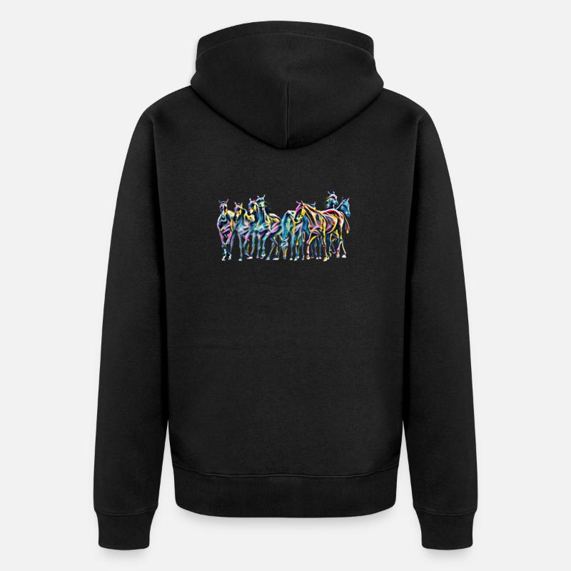 Pferde - Unisex Premium Bio Zip Hoodie - Schwarz