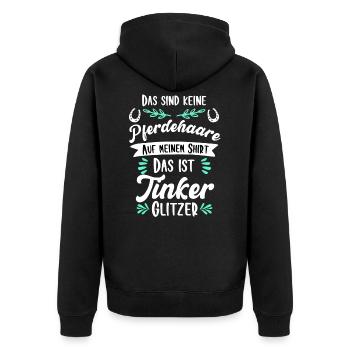 Lustiges Tinker Pferd Geschenk - Unisex Premium Bio Zip Hoodie - Schwarz - Hinten - Nico (187cm)