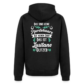Lustiges Lusitano Pferd Geschenk - Unisex Premium Bio Zip Hoodie - Schwarz - Hinten - Nico (187cm)