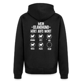 Lustiges Islandhund Hund Geschenk - Unisex Premium Bio Zip Hoodie - Schwarz - Hinten - Nico (187cm)