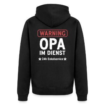 Opa im Dienst Geschenkidee - Unisex Premium Bio Zip Hoodie - Schwarz - Hinten - Nico (187cm)