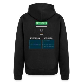 Developer Computer Scientist Corona Nerd Saying Syntax - Unisex Premium Organic Zip Hoodie - black - Back - Nico (187cm)