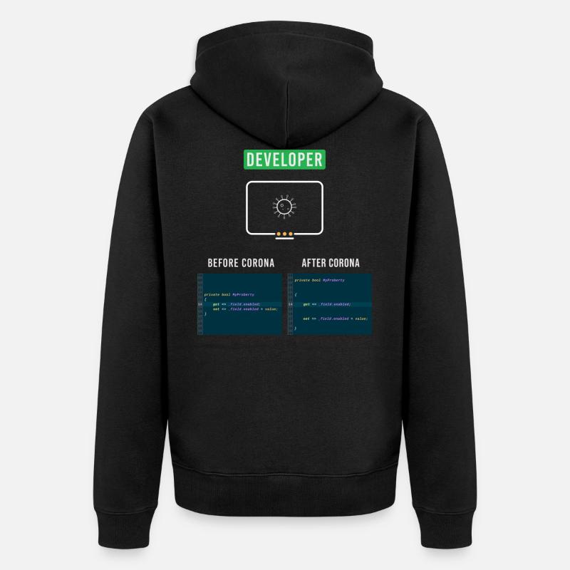 Developer Informatiker Corona Nerd Spruch Syntax - Unisex Premium Bio Zip Hoodie - Schwarz