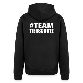 Team Tierschutz - Unisex Premium Bio Zip Hoodie - Schwarz - Hinten - Nico (187cm)
