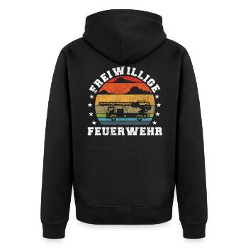 Freiwillige Feuerwehr - Unisex Premium Bio Zip Hoodie - Schwarz - Hinten - Nico (187cm)