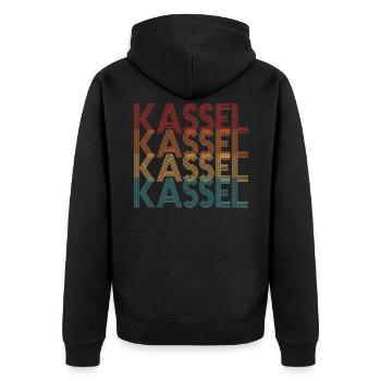 Kassel - Unisex Premium Bio Zip Hoodie - Schwarz - Hinten - Nico (187cm)