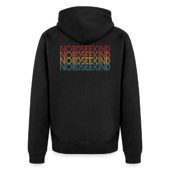 Nordseekind Nordsee - Unisex Premium Bio Zip Hoodie - Schwarz - Hinten - Nico (187cm)