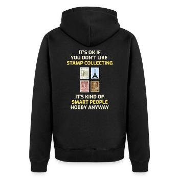 Stamp Collecting Collector Philatelist - Unisex Premium Organic Zip Hoodie - black - Back - Nico (187cm)