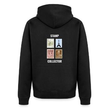 Stamp Collecting Collector Philatelist - Unisex Premium Organic Zip Hoodie - black - Back - Nico (187cm)