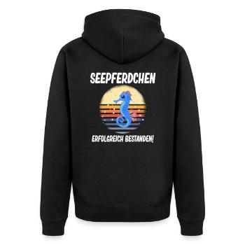 Seepferdchen Kinder Bestanden - Unisex Premium Bio Zip Hoodie - Schwarz - Hinten - Nico (187cm)
