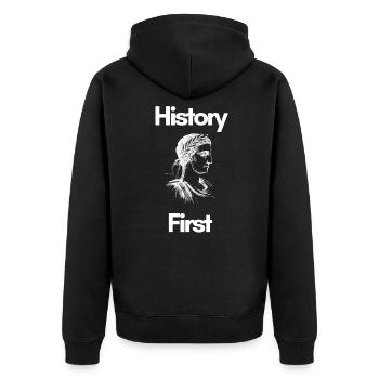 Professeur d'histoire - histoire des matières scolaires - Veste à capuche bio Premium Unisexe - noir - Dos - Nico (187cm)
