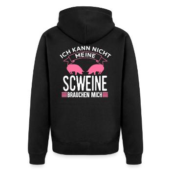 Schweinebauer Schweinezüchter Bauer Landwirt - Unisex Premium Bio Zip Hoodie - Schwarz - Hinten - Nico (187cm)