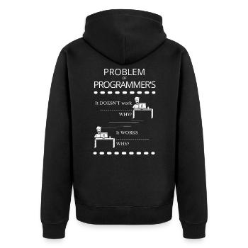Funny programmer problem - Unisex Premium Organic Zip Hoodie - black - Back - Nico (187cm)
