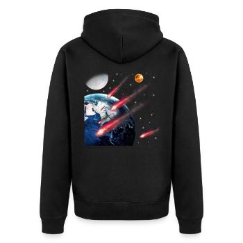 space - Unisex Premium Organic Zip Hoodie - black - Back - Nico (187cm)