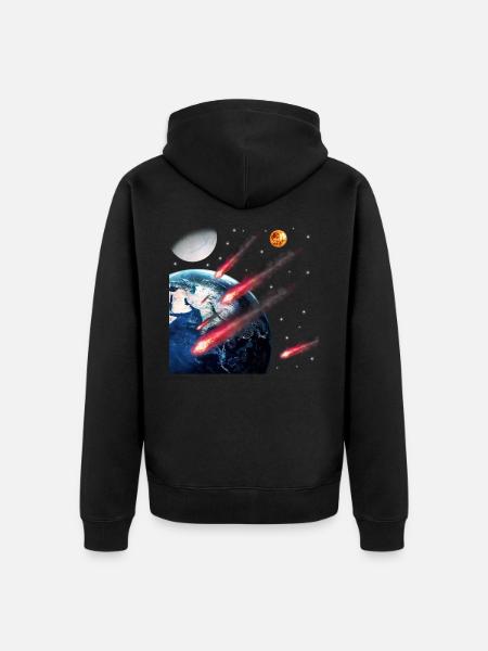 space - Unisex Premium Organic Zip Hoodie - black