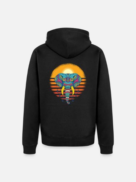 Elephant Elephant Design - Unisex Premium Organic Zip Hoodie - black