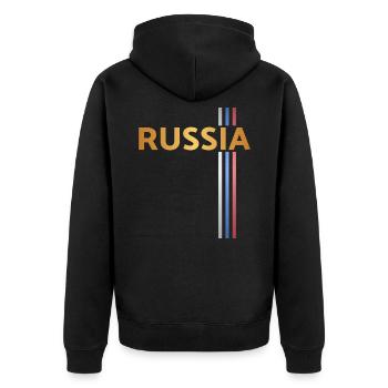 Russland Made in Russia Russe slav Sowjetunion - Unisex Premium Bio Zip Hoodie - Schwarz - Hinten - Nico (187cm)
