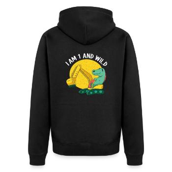 First birthday boy - Unisex Premium Organic Zip Hoodie - black - Back - Nico (187cm)