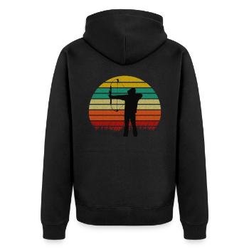 Bogenschießen Compoundbogen - Unisex Premium Bio Zip Hoodie - Schwarz - Hinten - Nico (187cm)