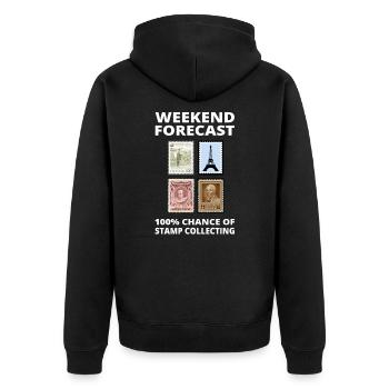 Stamp Collecting Collector Philatelist - Unisex Premium Organic Zip Hoodie - black - Back - Nico (187cm)