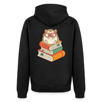 Hérisson sur les livres - Veste à capuche bio Premium Unisexe - noir - Dos - Nico (187cm)