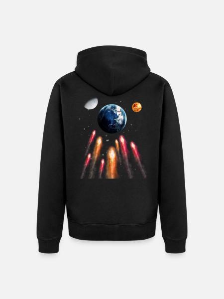 Space - Unisex Premium Organic Zip Hoodie - black