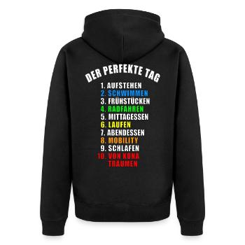 DER PERFEKTE TAG GESCHENK TRIATHLON TRIATHLET TRI - Unisex Premium Bio Zip Hoodie - Schwarz - Hinten - Nico (187cm)
