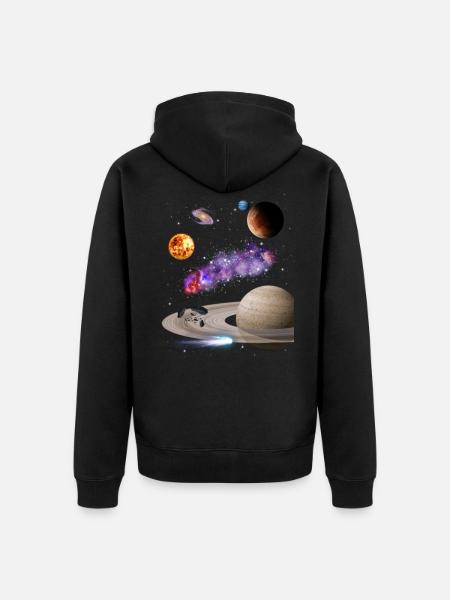Space - Unisex Premium Organic Zip Hoodie - black